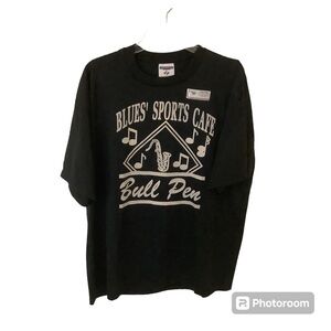 Jerzees Blues Sports Cafe Bull Pen Resurrection T-Shirt Heavyweight Sz. XL Black